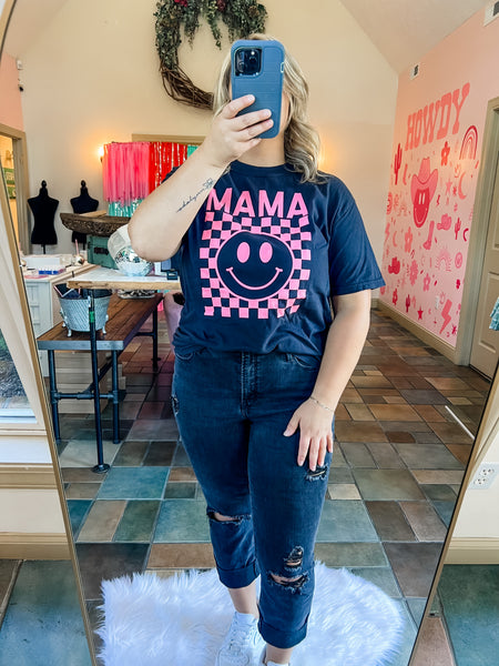 Checkered Mama Tee