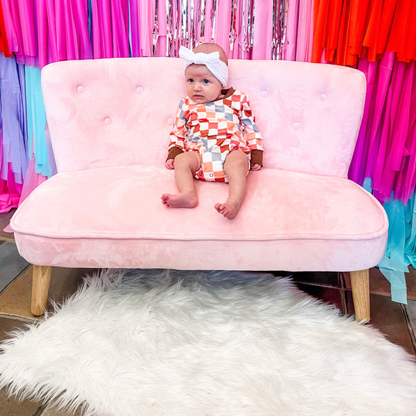 Checkered Long Sleeve Bubble Romper