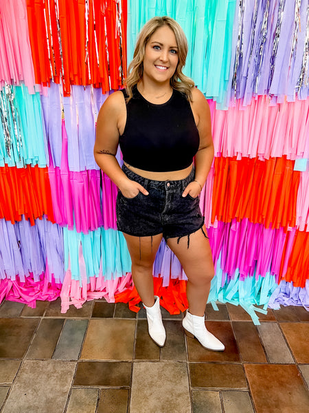 Party Mode Crop Tank Black